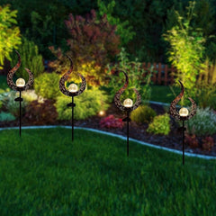Crackle Glass Globe Stake Solar Lights | Outdoor Waterproof LED Garden Lights