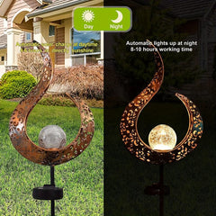 Crackle Glass Globe Stake Solar Lights | Outdoor Waterproof LED Garden Lights