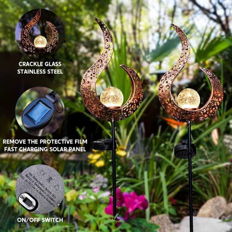 Crackle Glass Globe Stake Solar Lights | Outdoor Waterproof LED Garden Lights