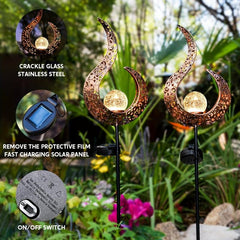 Crackle Glass Globe Stake Solar Lights | Outdoor Waterproof LED Garden Lights