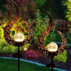 Crackle Glass Globe Stake Solar Lights | Outdoor Waterproof LED Garden Lights