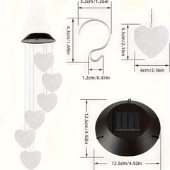 Solar Wind Chime LED Light Pink Love Design for Outdoor Decoration