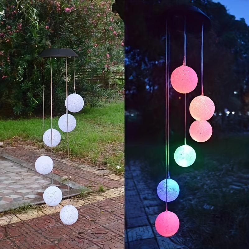 Solar Wind Chime LED Light Pink Love Design for Outdoor Decoration