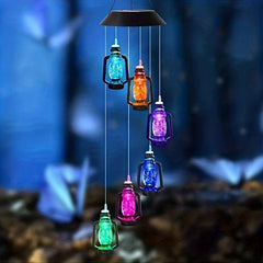 Solar Wind Chime LED Light Pink Love Design for Outdoor Decoration