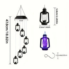 Solar Wind Chime LED Light Pink Love Design for Outdoor Decoration