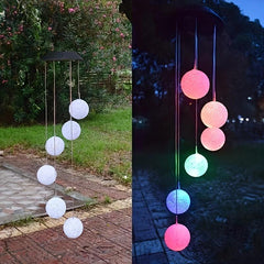 Solar Wind Chime LED Light Pink Love Design for Outdoor Decoration
