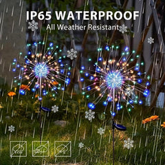 Solar Firework Lights 200 150 90 60 LEDs Waterproof Fairy Light