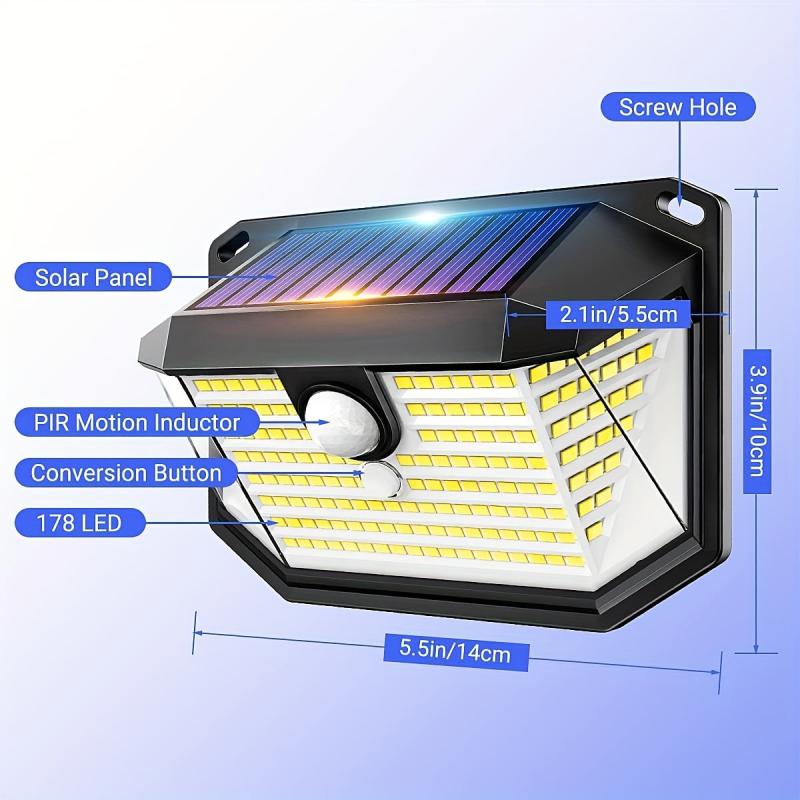 178 LED Solar Lights Outdoor Security Light with 3 Modes
