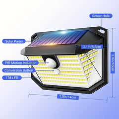 178 LED Solar Lights Outdoor Security Light with 3 Modes