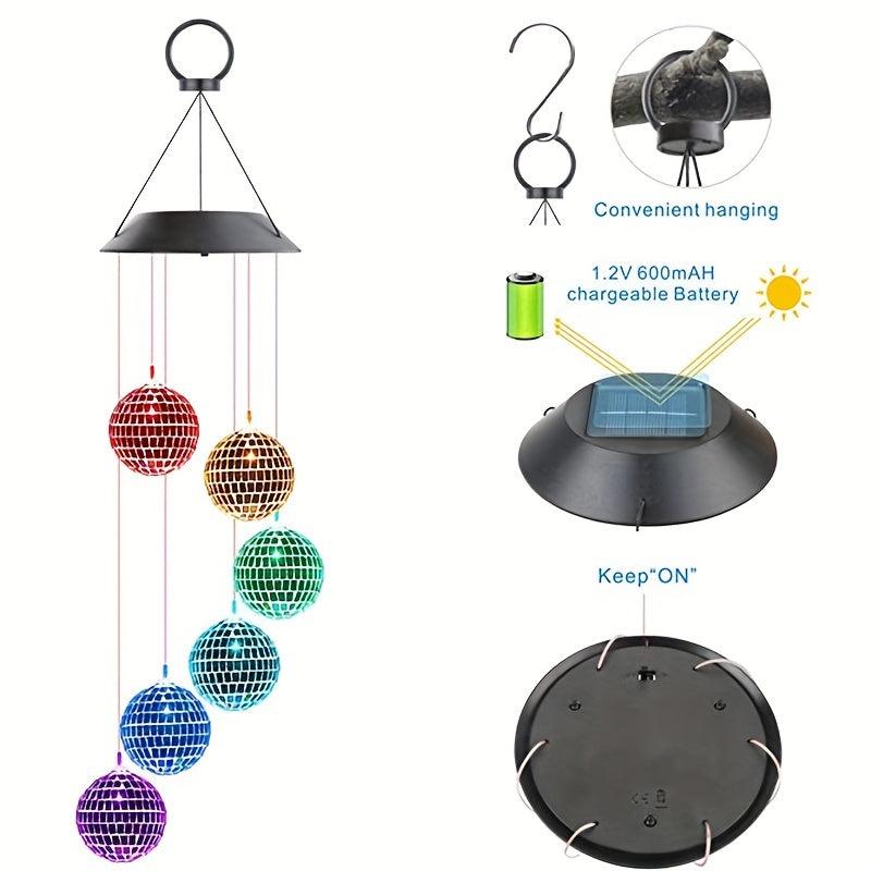 Solar Wind Chimes Light Mobile LED Changing Wind Chime Birthday Gift