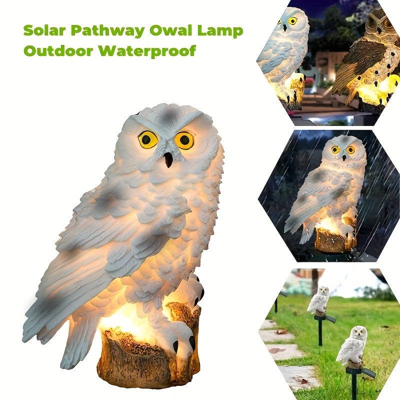 Resin Owl Solar Lawn Light Waterproof LED Yard Decor