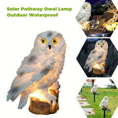 Resin Owl Solar Lawn Light Waterproof LED Yard Decor