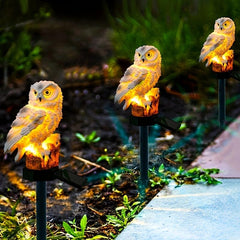 Resin Owl Solar Lawn Light Waterproof LED Yard Decor