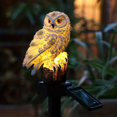 Resin Owl Solar Lawn Light Waterproof LED Yard Decor