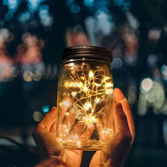 Solar Mason Jar Lights 20 LED Night Lights for Outdoor Garden