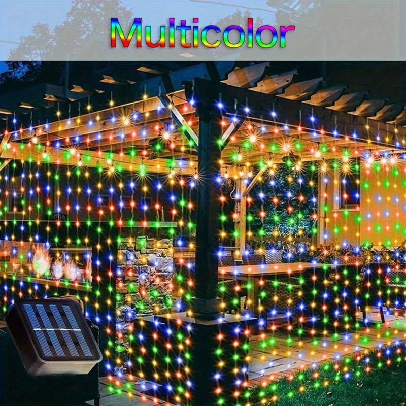 Solar Copper Wire Curtain Light for Christmas Party Wedding Home Garden Decor