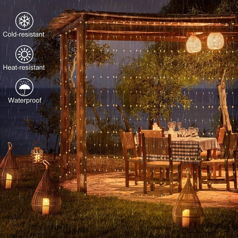 Solar Copper Wire Curtain Light for Christmas Party Wedding Home Garden Decor