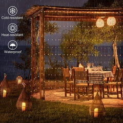 Solar Copper Wire Curtain Light for Christmas Party Wedding Home Garden Decor