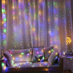 Solar Copper Wire Curtain Light for Christmas Party Wedding Home Garden Decor