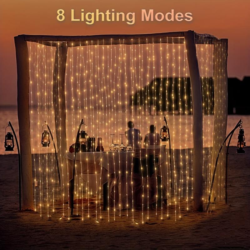 Solar Copper Wire Curtain Light for Christmas Party Wedding Home Garden Decor