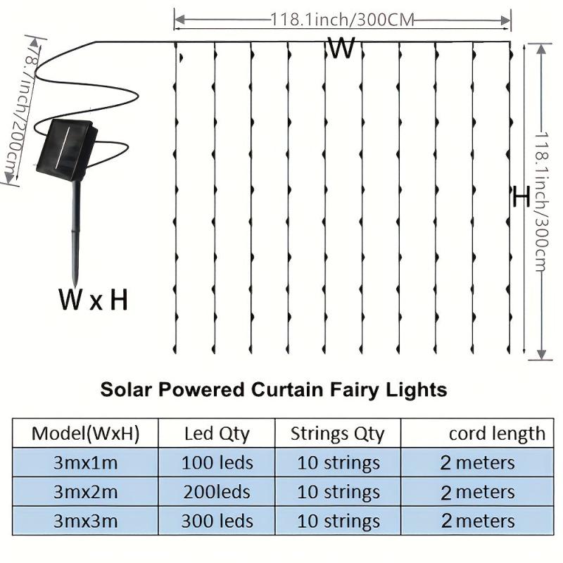 Solar Copper Wire Curtain Light for Christmas Party Wedding Home Garden Decor
