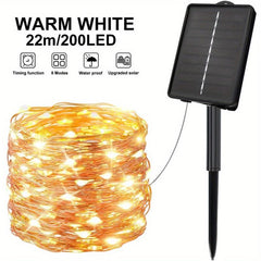 Solar Timed Copper Wire Lights Outdoor Waterproof Fairytale String Lights