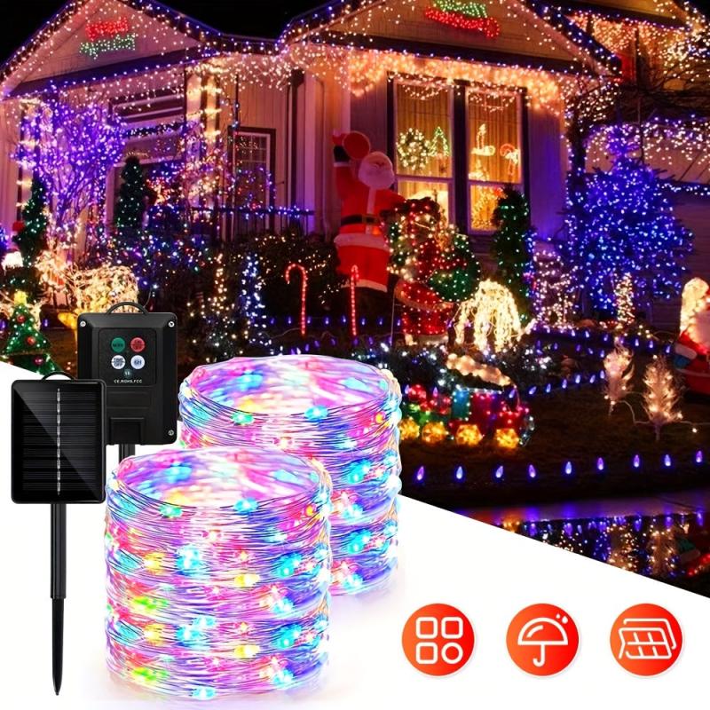 Solar Timed Copper Wire Lights Outdoor Waterproof Fairytale String Lights