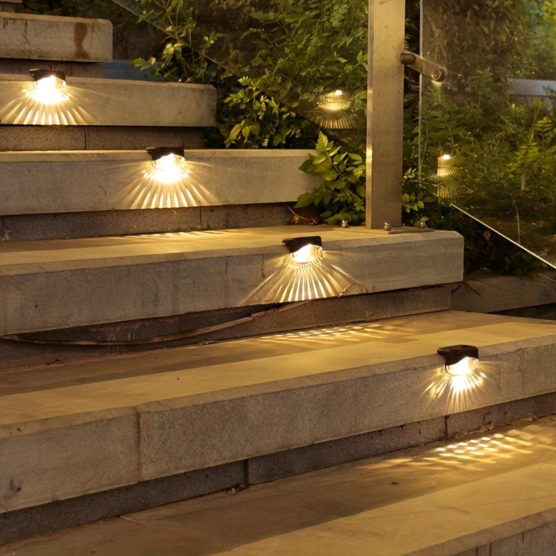 4pcs Solar Deck Lights Waterproof LED Fence Lighting for Outdoor