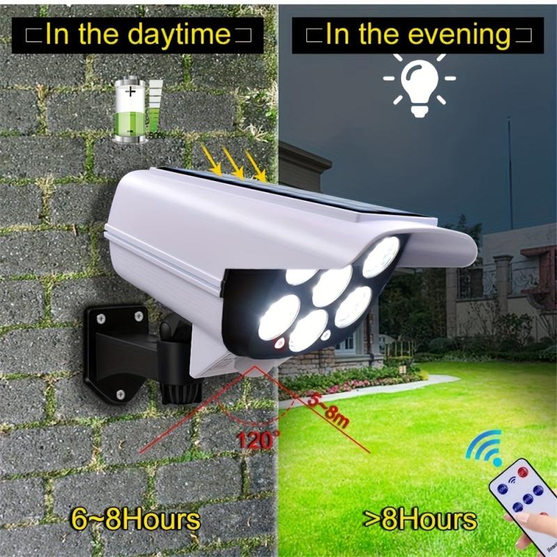 Solar LED Wall Light with 77 Beads 2 Batteries 3 Modes Waterproof Remote Control