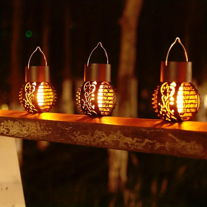 Solar Outdoor Lantern Hollow Garden Hanging Lantern Decorative Lamp