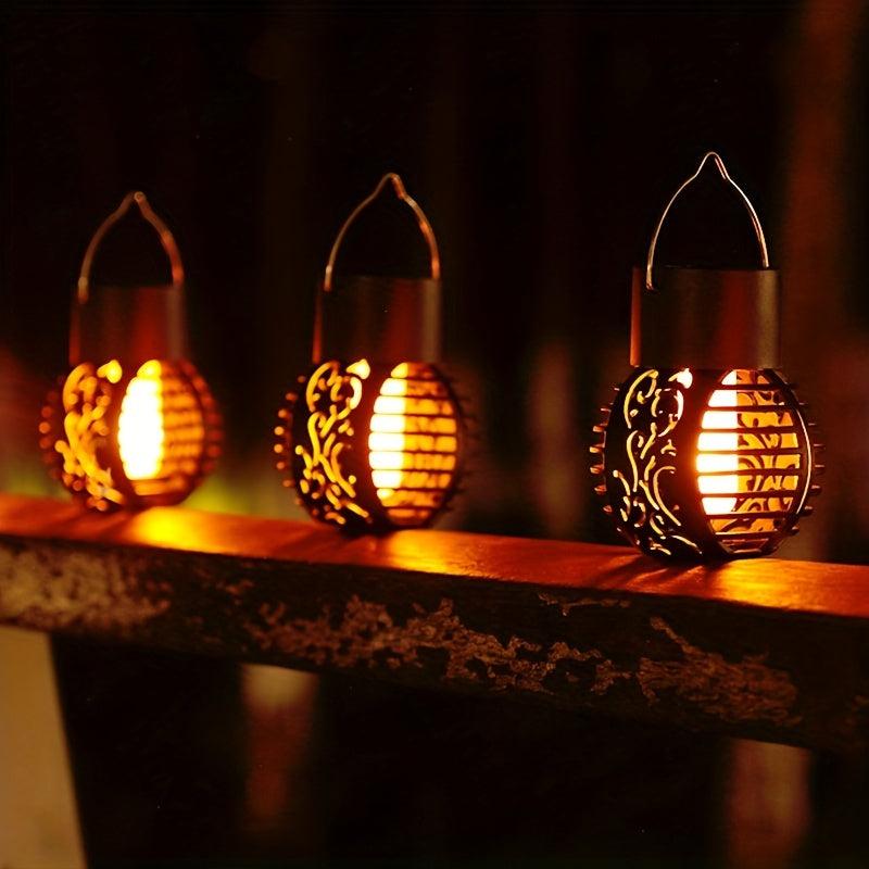 Solar Outdoor Lantern Hollow Garden Hanging Lantern Decorative Lamp
