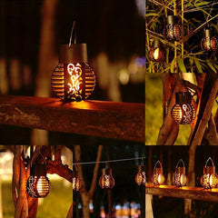 Solar Outdoor Lantern Hollow Garden Hanging Lantern Decorative Lamp