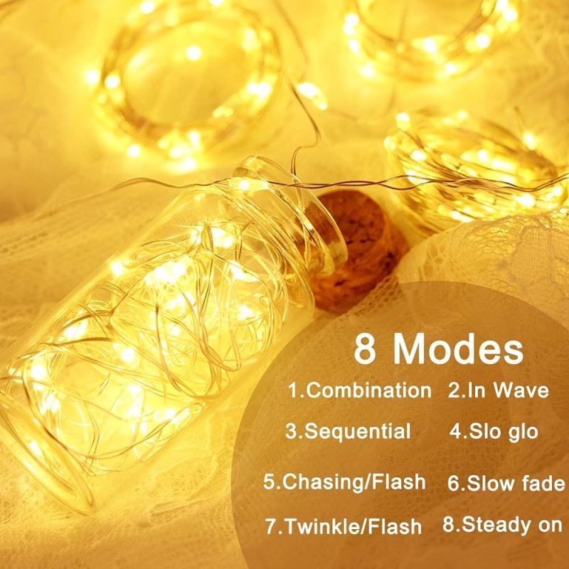 LED Fairy Lights Christmas Curtain Lights 8 Modes Remote Control