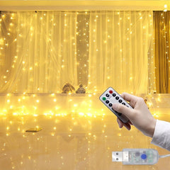 LED Fairy Lights Christmas Curtain Lights 8 Modes Remote Control