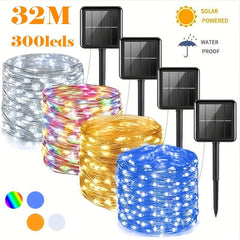 Solar Outdoor Fairy Lights 300LED Copper Wire String Lights Waterproof