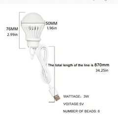 USB Lamp Bulb 5V Lantern LED USB Power Reading Book Light