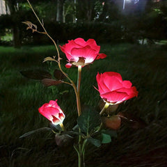 Solar Garden Rose Light 3-Head Waterproof Stake Lights