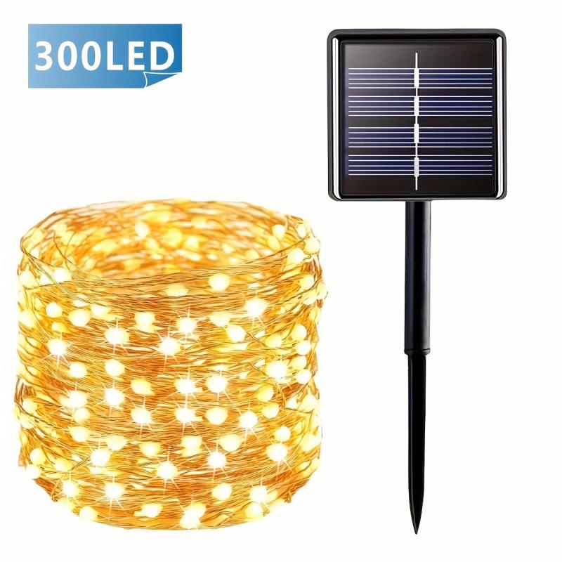 Solar String Lights Outdoor 300 LED 8 Modes Copper Wire Fairy Lights
