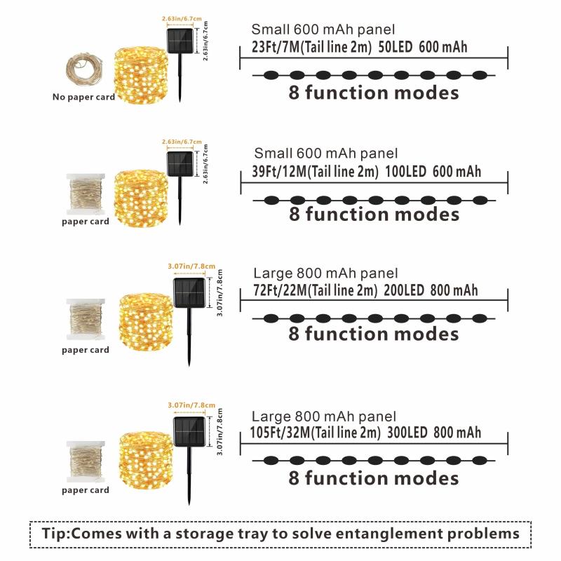 300 LED Solar Fairy String Lights - 8 Modes Outdoor Waterproof