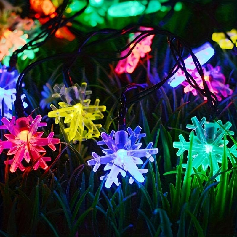 5M Snowflake Solar String Lights 20 Light 8 Modes Waterproof Patio Light