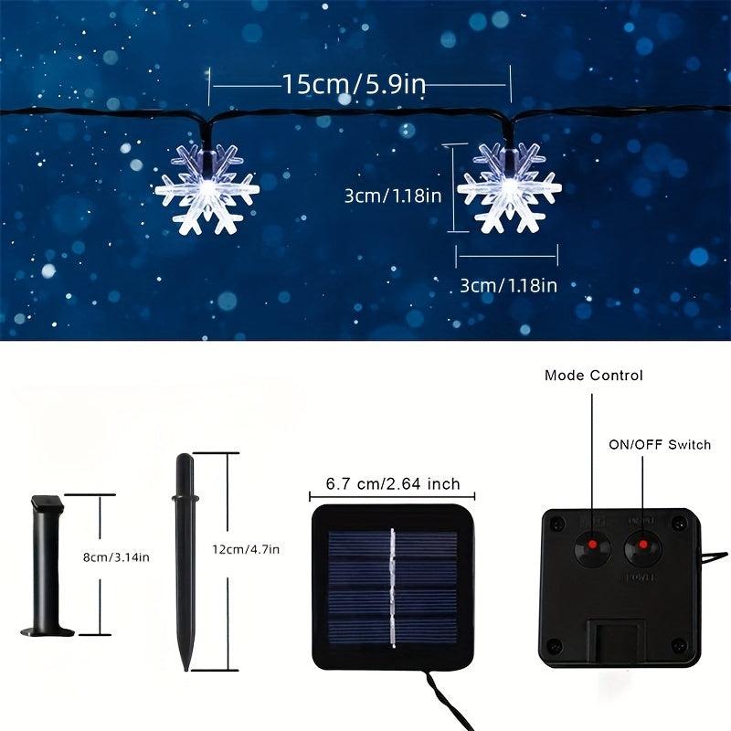 5M Snowflake Solar String Lights 20 Light 8 Modes Waterproof Patio Light