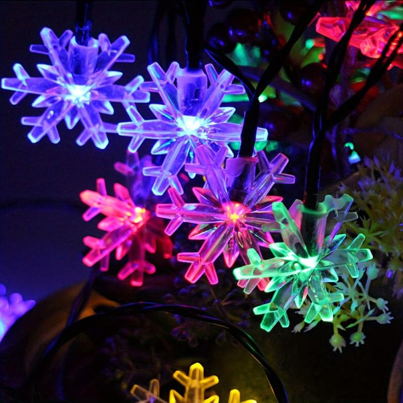 5M Snowflake Solar String Lights 20 Light 8 Modes Waterproof Patio Light