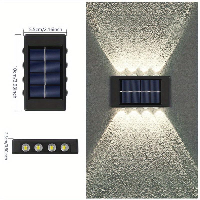 2pcs Solar Wall Lamps Waterproof LED Step Lights Garden Outdoor Decor