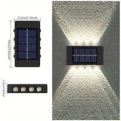 2pcs Solar Wall Lamps Waterproof LED Step Lights Garden Outdoor Decor