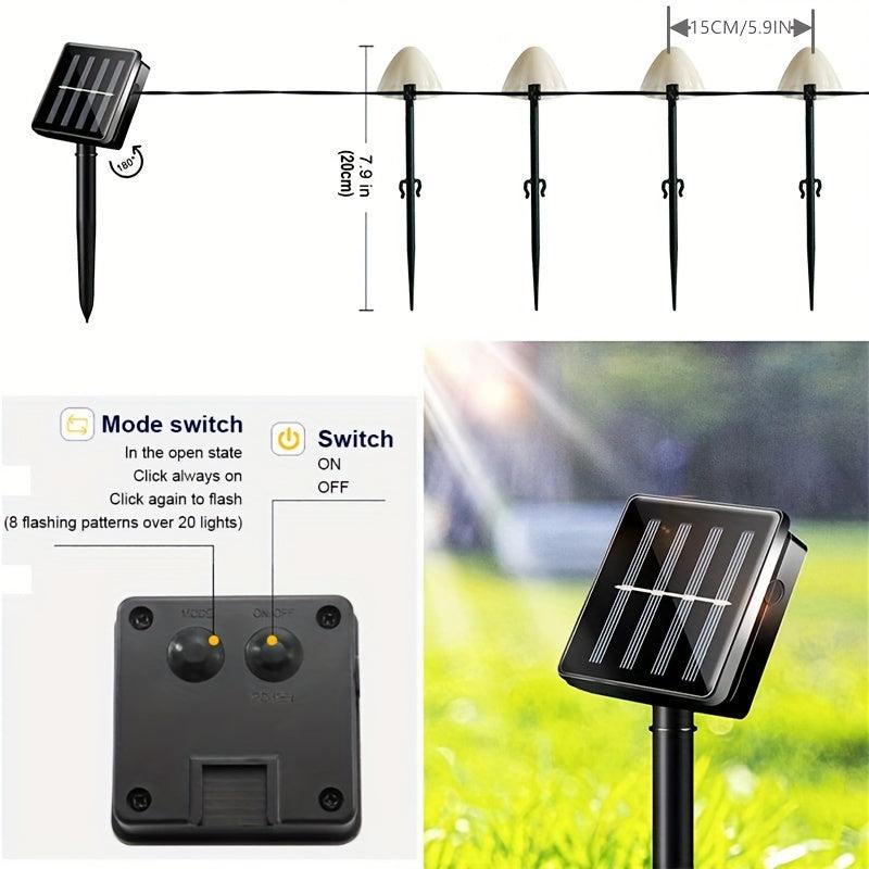 30 Mushroom Lamp Warm Solar Patio Lights Waterproof Fairy Lights