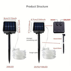 Solar Rope Lights Outdoor IP67 Waterproof 8 Modes Garden String Lights