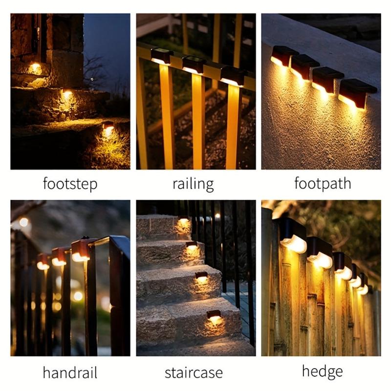 4pcs Outdoor Solar Stair Light Waterproof Garden Step Lamp Fence Pathway Yard