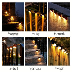 4pcs Outdoor Solar Stair Light Waterproof Garden Step Lamp Fence Pathway Yard
