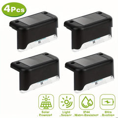 4pcs Outdoor Solar Stair Light Waterproof Garden Step Lamp Fence Pathway Yard