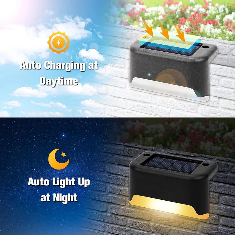 8 Pack Solar Stair Lights - Waterproof & Light Control